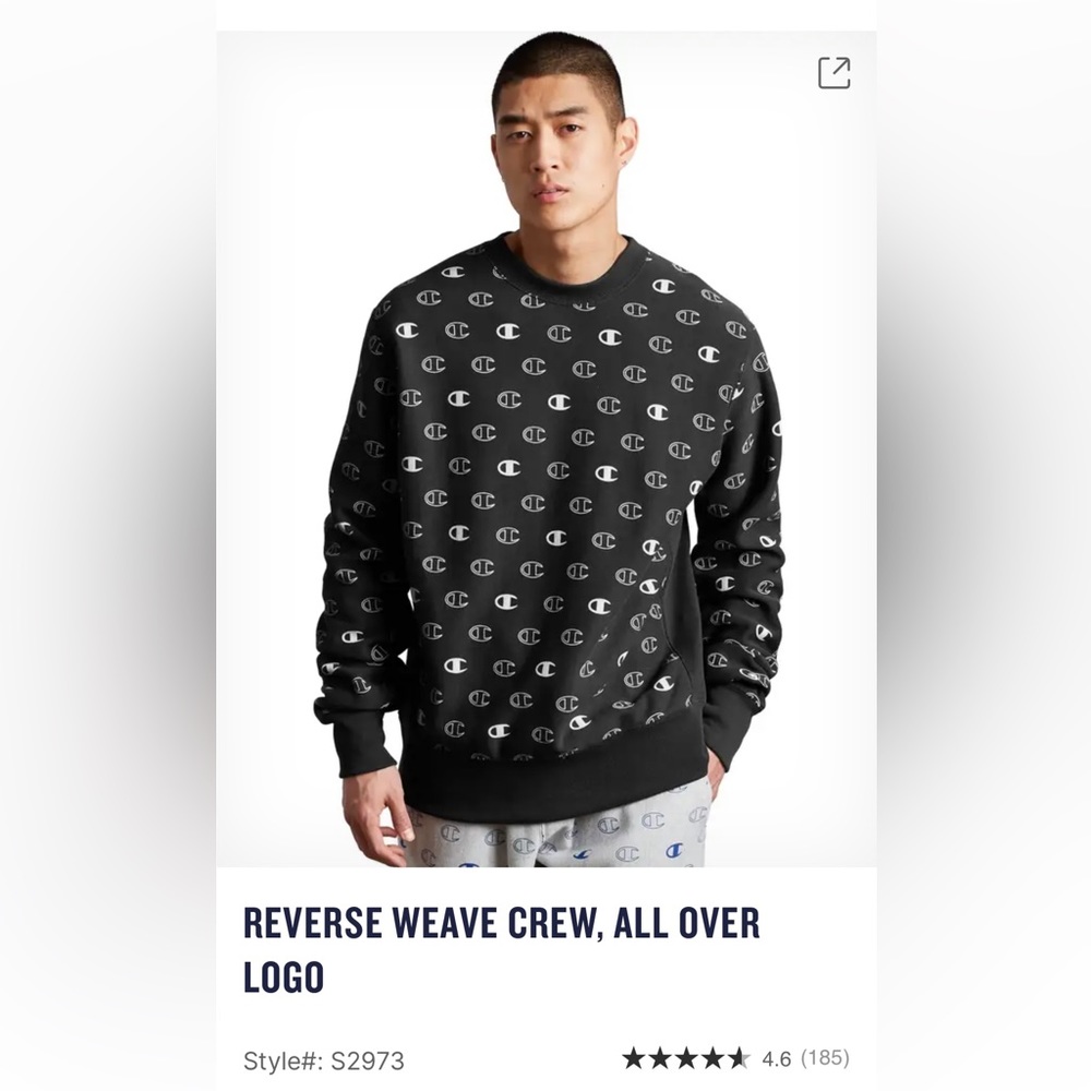 Champion Reverse Weave black logo sweatshirt size S, like new
